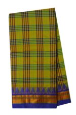 Ilkal Silk by Cotton Big Checks Temple border Saree