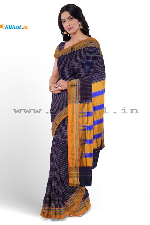Buy Ilkal Saree Women's Silk Cotton Handloom Saree Silk Pallu (Navy Blue)  Online at Best Prices in India - JioMart.