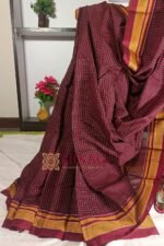 Ilkal Handloom Silk by Cotton Small Checks Chikki Paras Saree
