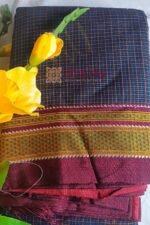 Ilkal Handloom Silk by Cotton Small Checks Chikki Paras Saree