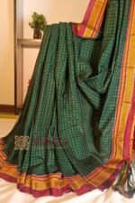 Ilkal Handloom Silk by Cotton Small Checks Chikki Paras Saree
