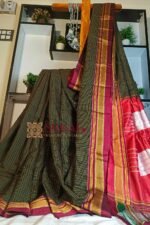 Ilkal Handloom Silk by Cotton Small Checks Chikki Paras Saree
