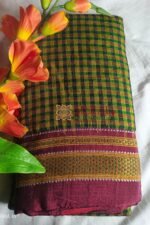 Ilkal Handloom Silk by Cotton Small Checks Chikki Paras Saree