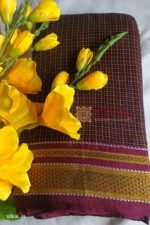 Ilkal Handloom Silk by Cotton Small Checks Chikki Paras Saree