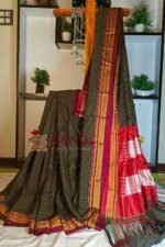 Ilkal Handloom Silk by Cotton Small Checks Chikki Paras Saree