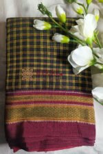 Ilkal Handloom Silk by Cotton Small Checks Chikki Paras Saree