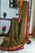 Ilkal Handloom Silk by Cotton Small Checks Chikki Paras Saree