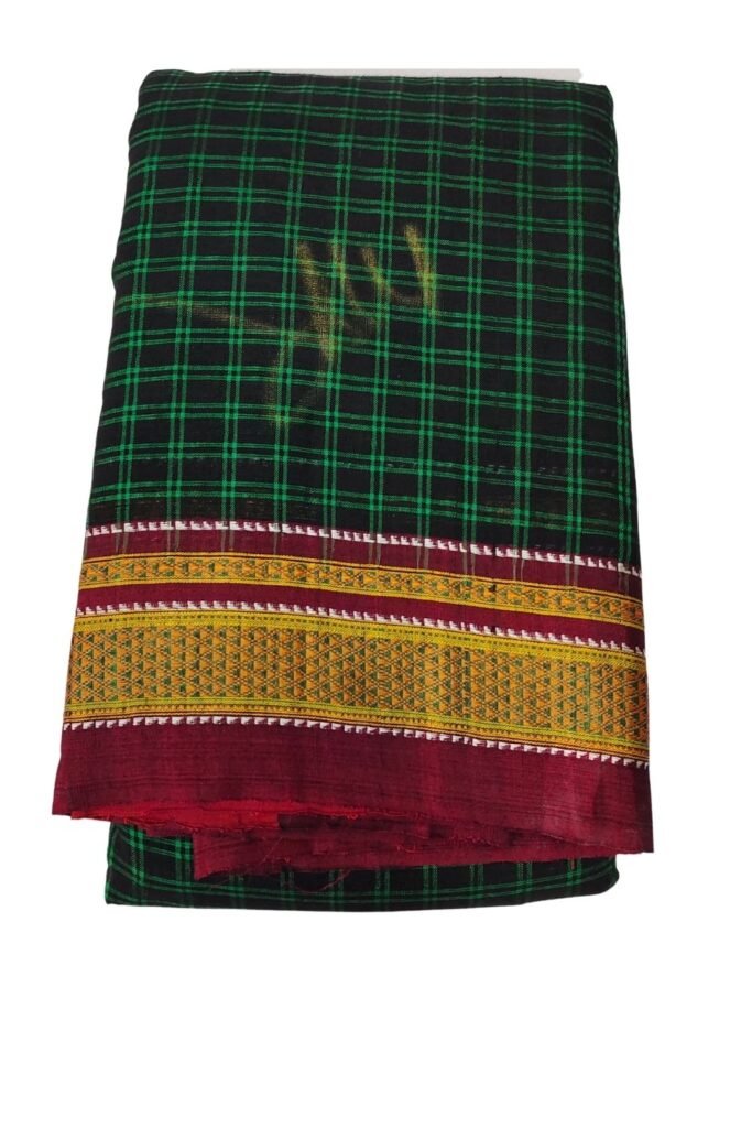 Ilkal Handloom Silk by Cotton Big Checks Chikki Paras Saree - Silkal.in