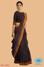 ILKAL HANDLOOM SILK BY COTTON SMALL CHECKS CHIKKI PARAS SAREES