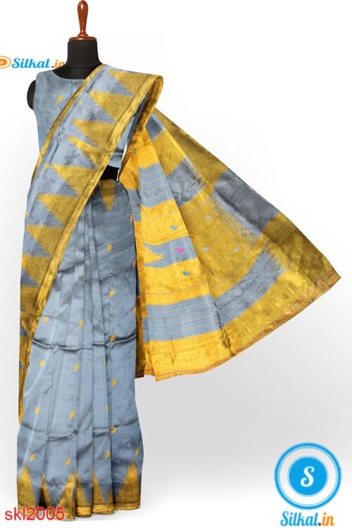 PRE-ORDER: ILKAL HANDLOOM LUXURY DADI TIRKI TEMPLE BORDER BUTTA SILK SAREE