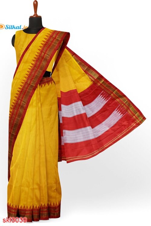 ILKAL HANDLOOM LUXURY DADI TIRKI TEMPLE BORDER SAREE