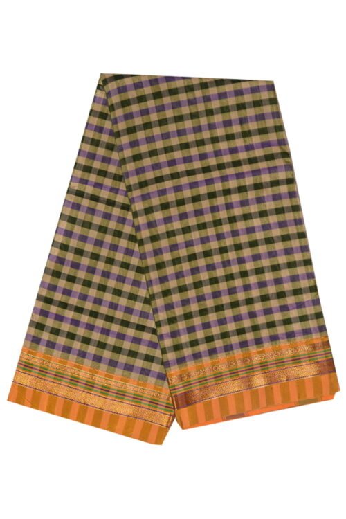 Ilkal Silk by Cotton Small Checks Patti Pallu Sarees