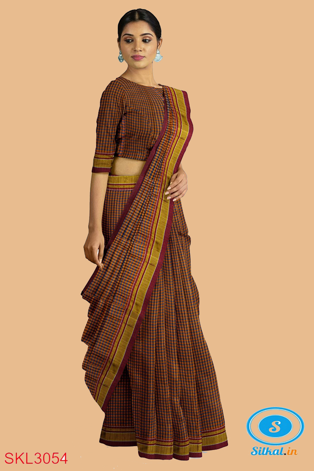 Buy Navibhu Maroon & Navy Striped Ilkal Cotton Handloom Saree - Sarees for  Women 2185635 | Myntra