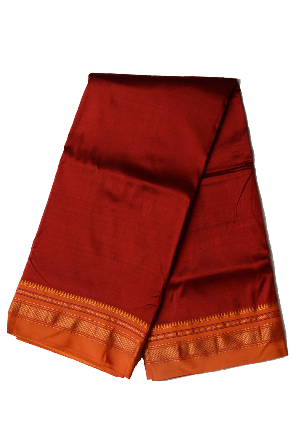 Solid/Plain Handloom Cotton Silk Plain Saree With Red Border For