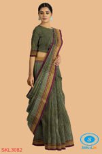 ILKAL HANDLOOM SILK BY COTTON SMALL CHECKS CHIKKI PARAS SAREES