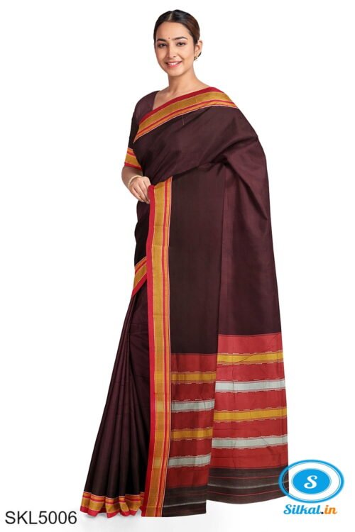 ILKAL PLAIN COTTON SAREE WITH CHIKKI PARAS BORDER