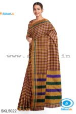 ILKAL COTTON SMALL CHECKS SAREE WITH GOMI BORDER