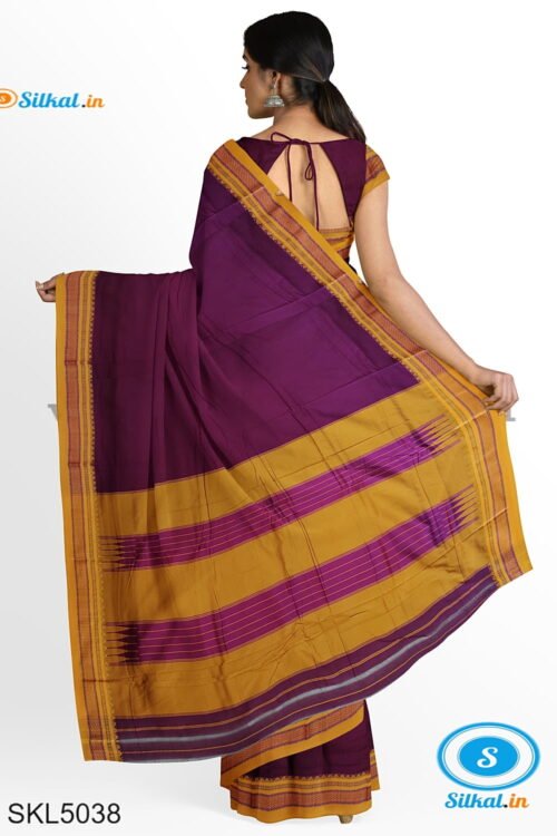 ILKAL MASRISE COTTON PLAIN SAREE WITH CHIKKI PARAS BORDER