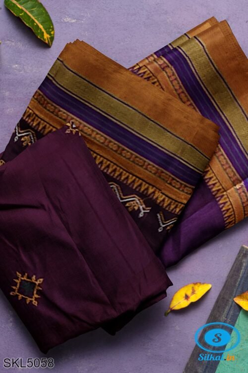 ILKAL SILK BY COTTON KASUTI WORK PATTI PALLU SAREE