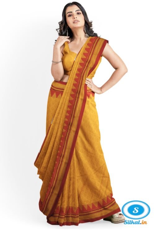 ILKAL EMBOZ SAREE WITH TEMPLE BORDER