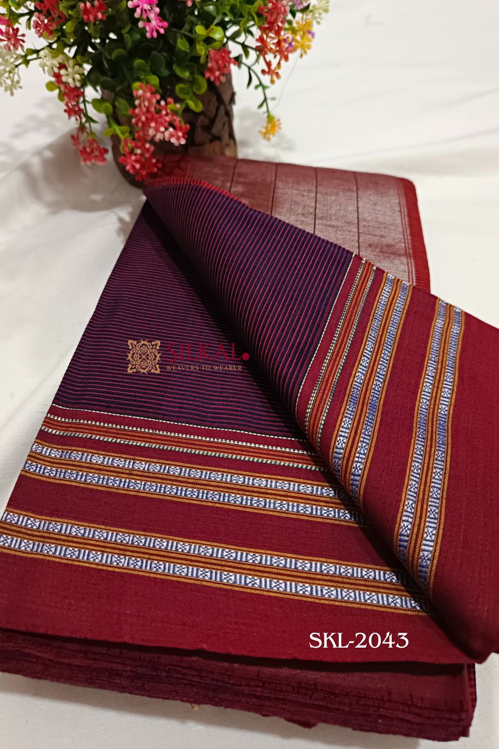 black pink checks handwoven gomi teni border ilkal saree – GoCoop