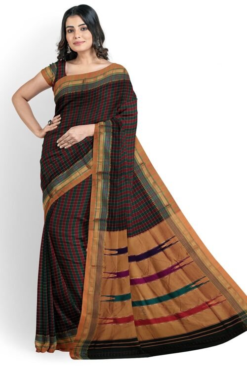 ILKAL COTTON SMALL CHECKS SAREE WITH THODA PARAS BORDER