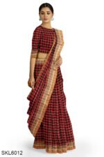 ILKAL COTTON SMALL CHECKS SAREE WITH THODA PARAS BORDER