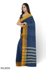 NARAYAN PETH PLAIN MASRISE COTTON SAREE WITH PATTI PALLU