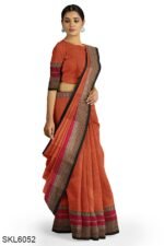 NARAYAN PETH PLAIN COTTON SAREE WITH PATTI PALLU