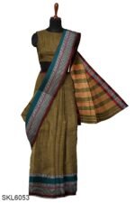 NARAYAN PETH PLAIN COTTON SAREE WITH PATTI PALLU