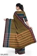 NARAYAN PETH PLAIN COTTON SAREE WITH PATTI PALLU