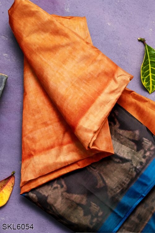 NARAYAN PETH PLAIN COTTON SAREE WITH PATTI PALLU