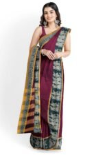 NARAYAN PETH PLAIN COTTON SAREE WITH PATTI PALLU