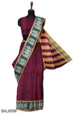 NARAYAN PETH PLAIN COTTON SAREE WITH PATTI PALLU