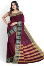 NARAYAN PETH PLAIN COTTON SAREE WITH PATTI PALLU