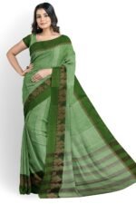 NARAYAN PETH PLAIN COTTON SAREE WITH PATTI PALLU