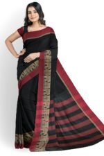 NARAYAN PETH PLAIN COTTON SAREE WITH PATTI PALLU