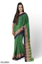 NARAYAN PETH PLAIN COTTON SAREE WITH PATTI PALLU