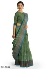 NARAYAN PETH PLAIN COTTON SAREE WITH PATTI PALLU