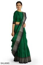 NARAYAN PETH PLAIN COTTON SAREE WITH PATTI PALLU