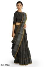 NARAYAN PETH PLAIN COTTON SAREE WITH PATTI PALLU