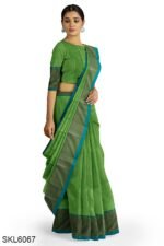 NARAYAN PETH PLAIN COTTON SAREE WITH PATTI PALLU