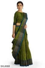 NARAYAN PETH PLAIN COTTON SAREE WITH PATTI PALLU