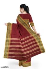 NARAYAN PETH PLAIN COTTON SAREE WITH PATTI PALLU