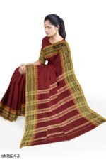 NARAYAN PETH PLAIN COTTON SAREE WITH PATTI PALLU