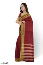 NARAYAN PETH PLAIN COTTON SAREE WITH PATTI PALLU