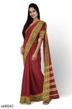 NARAYAN PETH PLAIN COTTON SAREE WITH PATTI PALLU