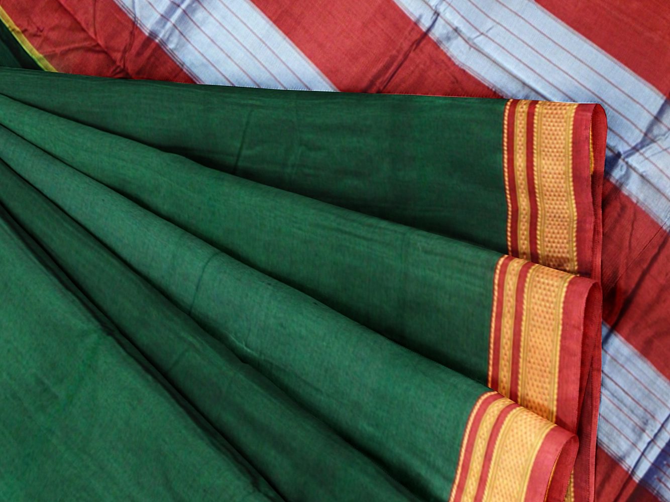Buy ILKAL SAREE Cotton Silk Handwoven with Silk Pallue Mutlicolored (BLACK,  BLUE, ORANGE) at Amazon.in