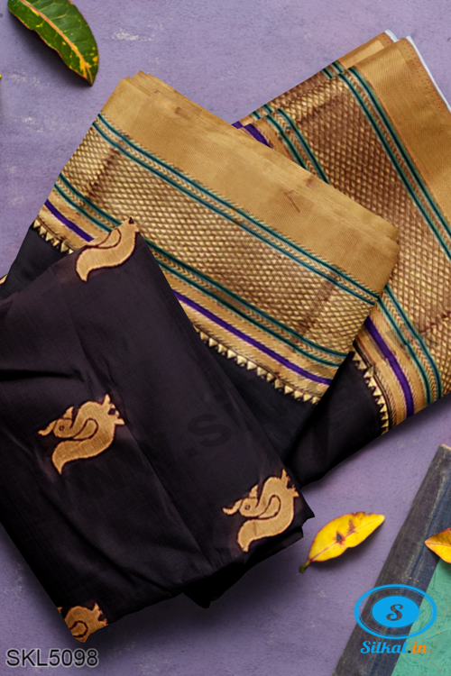 ILKAL MAYURI SAREE WITH CHIKKI BORDER