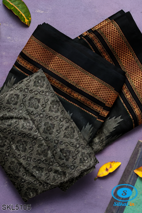 ILKAL EMBOZ SAREE WITH TEMPLE BORDER